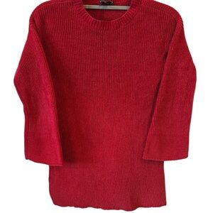 Eileen Fisher Red Pullover Sweater Flare Sleeve Petite Organic cotton